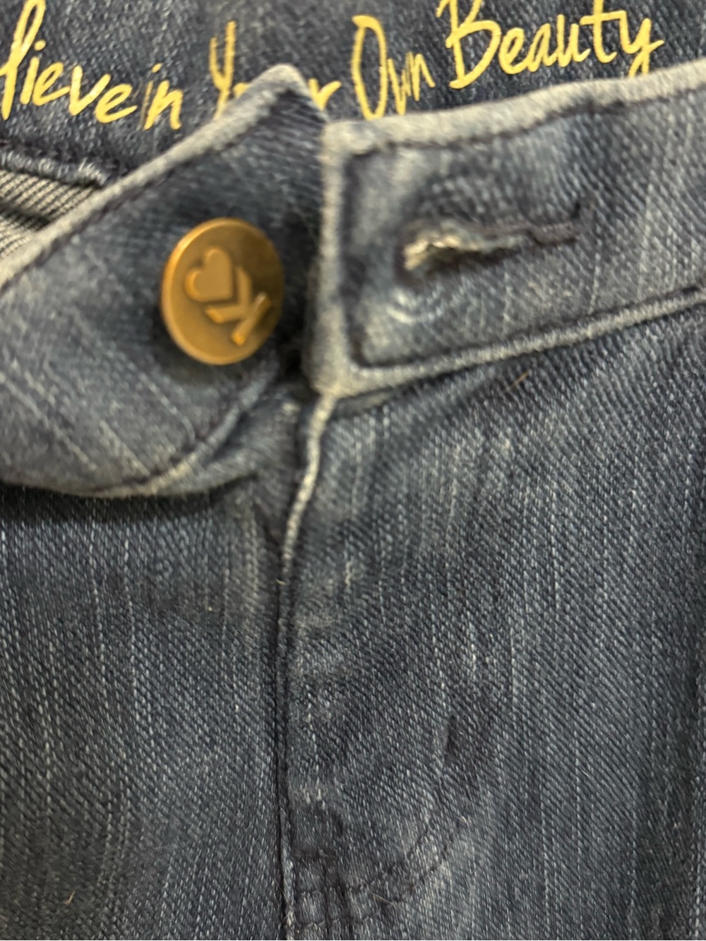 Belle by Kim Gravel Pull On Straight-Leg Jeans in Has Button No Zipper - Picture 7 of 7